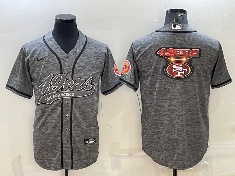 San Francisco 49ers Grey Team Big Logo With Patch Cool Base Stitched Baseball Jersey