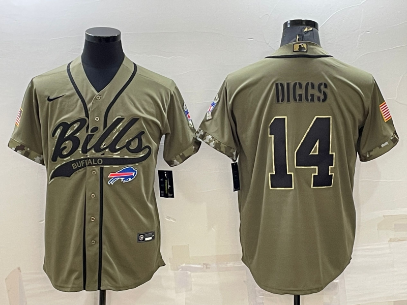 Buffalo Bills #14 Stefon Diggs 2022 Olive Salute to Service Cool Base Stitched Baseball Jersey