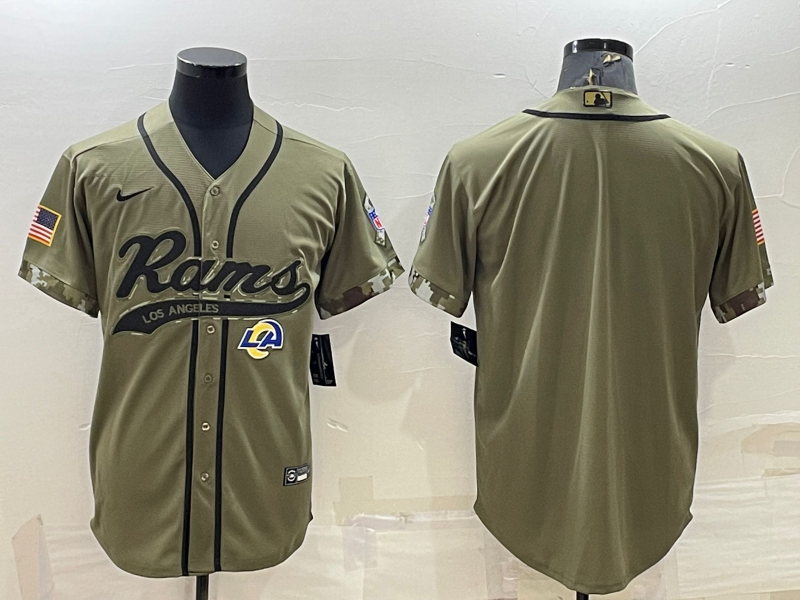 Los Angeles Rams Blank Olive Salute to Service Cool Base Stitched Baseball Jersey