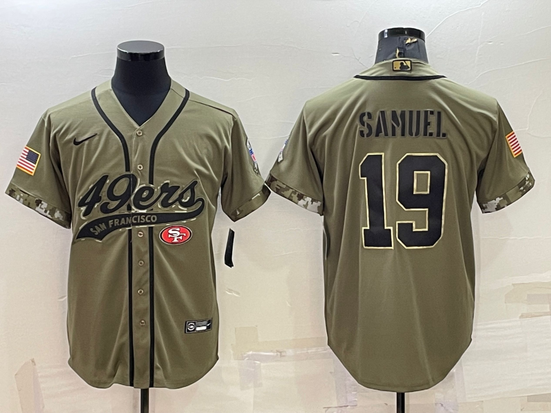 San Francisco 49ers #19 Deebo Samuel 2022 Olive Salute to Service Cool Base Stitched Baseball Jersey