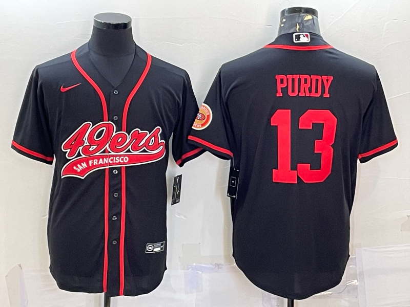 San Francisco 49ers #13 Brock Purdy Black With Patch Cool Base Stitched Baseball Jersey