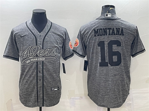 San Francisco 49ers #16 Joe Montana Gray With Patch Cool Base Stitched Baseball Jersey