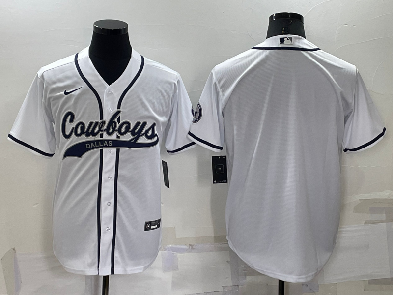 Dallas Cowboys Blank White Stitched MLB Cool Base Baseball Jersey