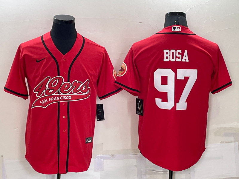 San Francisco 49ers #97 Nick Bosa Red Stitched Cool Base Baseball Jersey