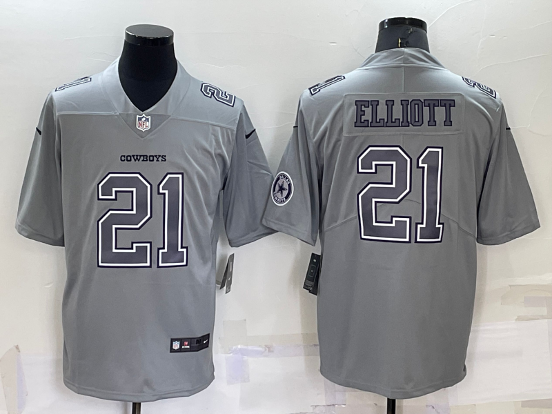 Dallas Cowboys #21 Ezekiel Elliott LOGO Grey Atmosphere Fashion 2022 Vapor Untouchable Stitched Limi