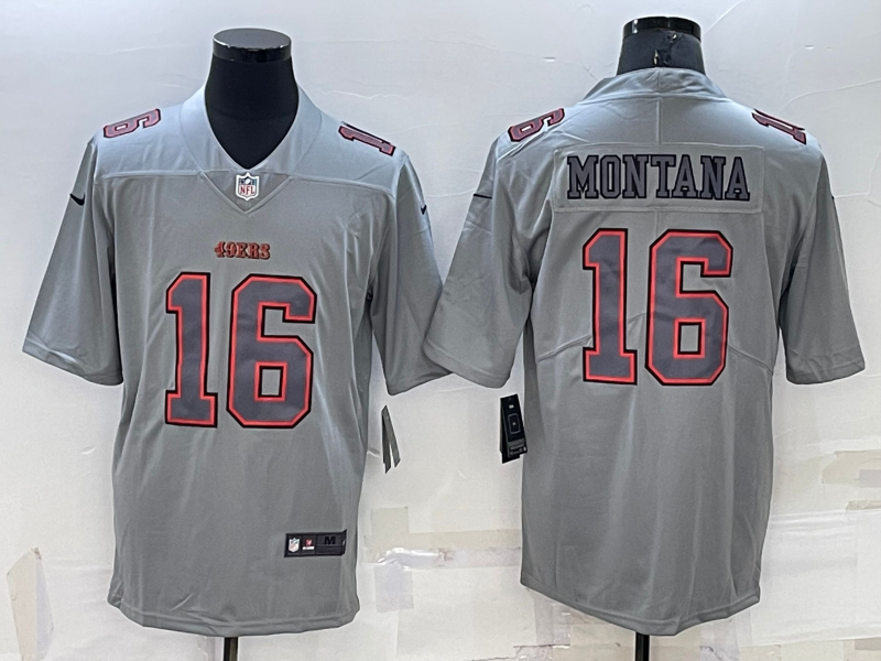 San Francisco 49ers #16 Joe Montana Grey Atmosphere Fashion 2022 Vapor Untouchable Stitched Limited