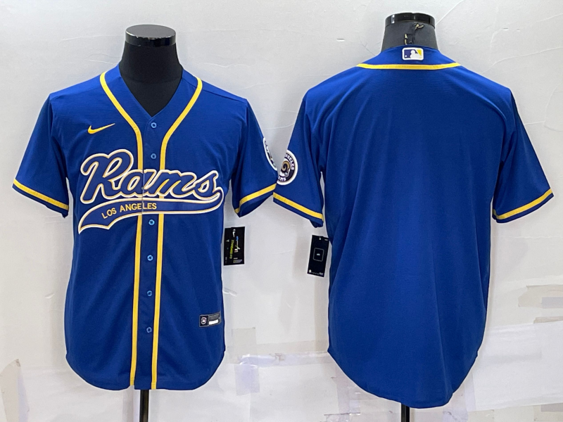 Los Angeles Rams Blank Royal Blue With Patch Cool Base Stitched Baseball Jersey