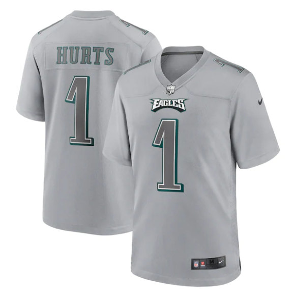 Philadelphia Eagles #1 Jalen Hurts Gray Atmosphere Fashion Stitched Game Jersey