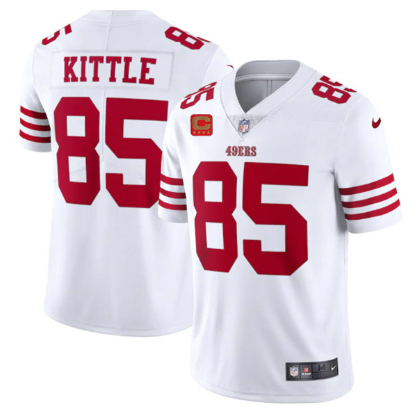 San Francisco 49ers 2022 #85 George Kittle White New Scarlet With 4-star C Patch Vapor Untouchable L