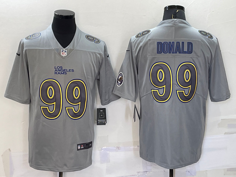 Los Angeles Rams #99 Aaron Donald LOGO Grey Atmosphere Fashion Vapor Untouchable Stitched Limited Je