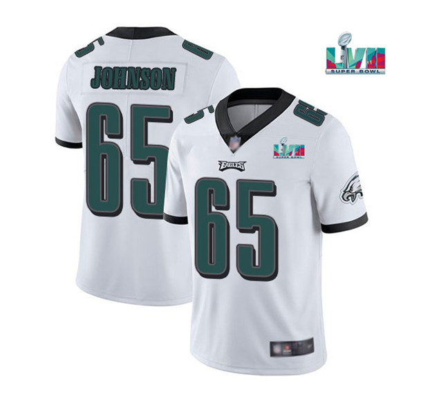 Philadelphia Eagles #65 Lane Johnson White Super Bowl LVII Patch Vapor Untouchable Limited Stitched