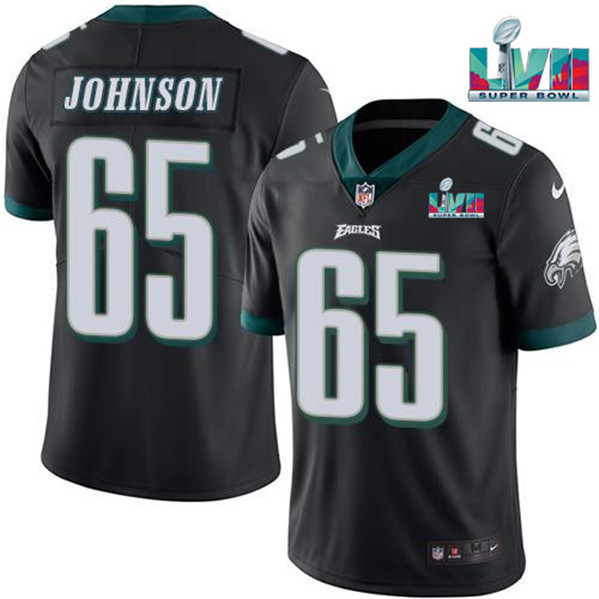 Philadelphia Eagles #65 Lane Johnson Black Super Bowl LVII Patch Vapor Untouchable Limited Stitched