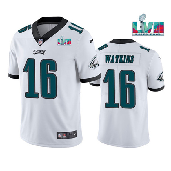 Philadelphia Eagles #16 Quez Watkins White Super Bowl LVII Vapor Untouchable Limited Stitched Jersey