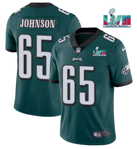 Philadelphia Eagles #65 Lane Johnson Green Super Bowl LVII Patch Vapor Untouchable Limited Stitched