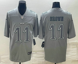 Philadelphia Eagles #11 AJ Brown Gray Atmosphere Fashion Stitched Jersey