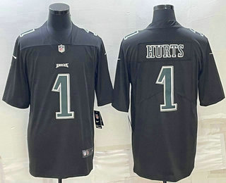 Philadelphia Eagles #1 Jalen Hurts Black Vapor Untouchable Stitched Fashion Limited Jersey