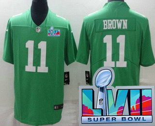 Philadelphia Eagles #11 AJ Brown Limited Green Rush Super Bowl LVII Vapor Jersey