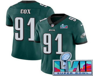 Philadelphia Eagles #91 Fletcher Cox Limited Green Super Bowl LVII Vapor Jersey