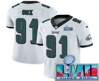 Philadelphia Eagles #91 Fletcher Cox Limited White Super Bowl LVII Vapor Jersey