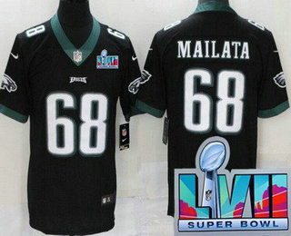 Philadelphia Eagles #68 Jordan Mailata Limited Black Super Bowl LVII Vapor Jersey