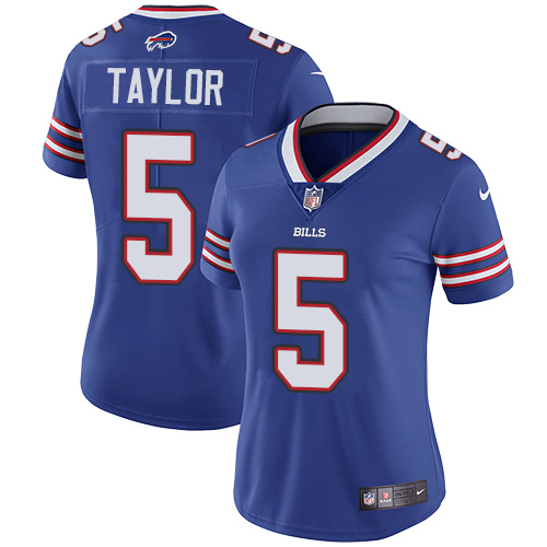 Nike Bills #5 Tyrod Taylor Royal Blue Team Color Women's Stitched NFL Vapor Untouchable Limited Jers