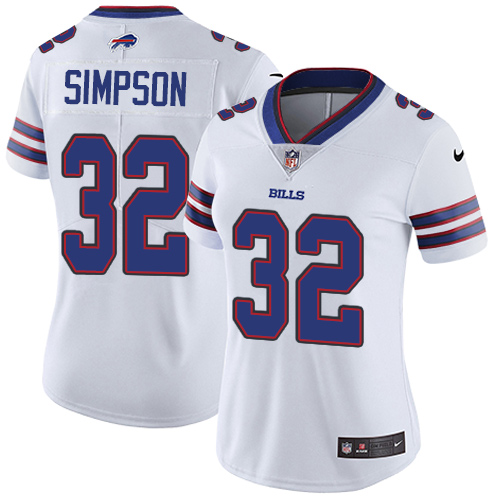 Nike Bills #32 O. J. Simpson White Women's Stitched NFL Vapor Untouchable Limited Jersey