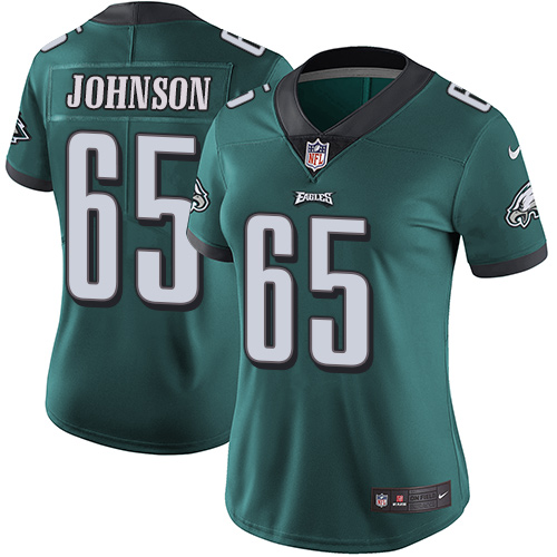 Nike Eagles #65 Lane Johnson Midnight Green Team Color Women's Stitched NFL Vapor Untouchable Limite