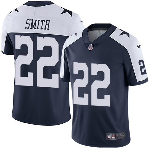 Nike Cowboys #22 Emmitt Smith Navy Blue Thanksgiving Men's Stitched NFL Vapor Untouchable Limited Th