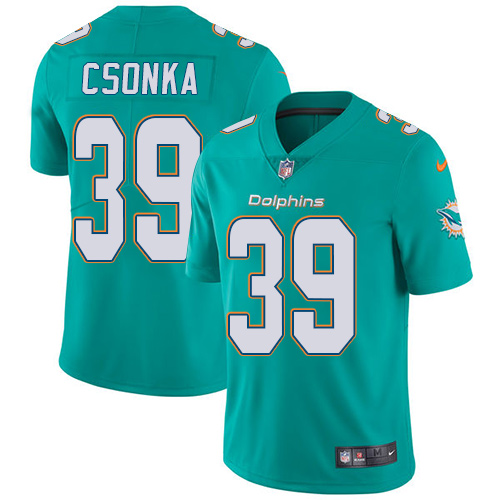 Nike Dolphins #39 Larry Csonka Aqua Green Team Color Men's Stitched NFL Vapor Untouchable Limited Je