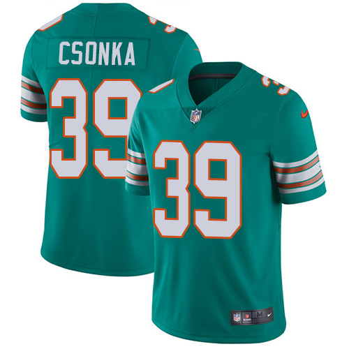 Nike Dolphins #39 Larry Csonka Aqua Green Alternate Men's Stitched NFL Vapor Untouchable Limited Jer