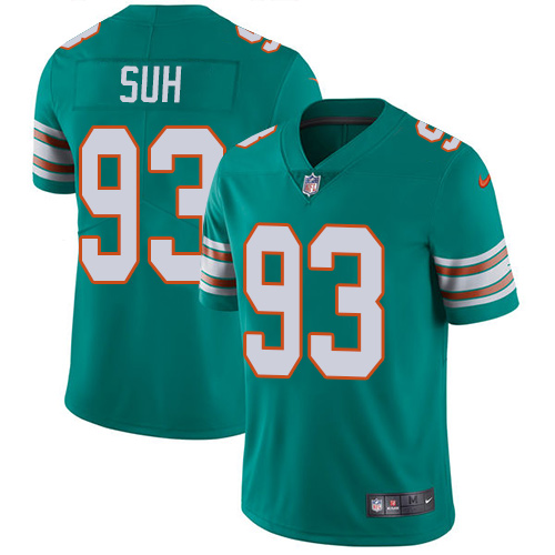 Nike Dolphins #93 Ndamukong Suh Aqua Green Alternate Men's Stitched NFL Vapor Untouchable Limited Je