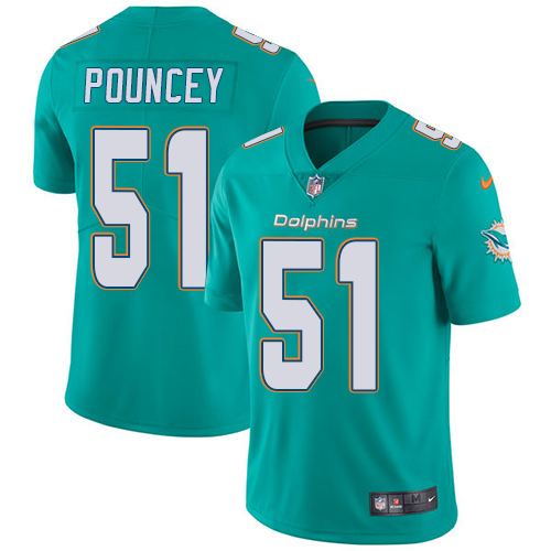 Nike Dolphins #51 Mike Pouncey Aqua Green Team Color Men's Stitched NFL Vapor Untouchable Limited Je