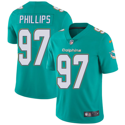 Nike Dolphins #97 Jordan Phillips Aqua Green Team Color Men's Stitched NFL Vapor Untouchable Limited