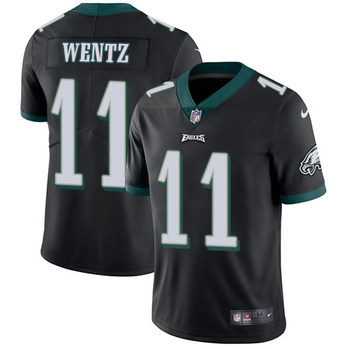 Nike Eagles #11 Carson Wentz Black Alternate Men's Stitched NFL Vapor Untouchable Limited Jersey