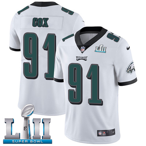 Nike Eagles #91 Fletcher Cox White Super Bowl LII Men's Stitched NFL Vapor Untouchable Limited Jerse