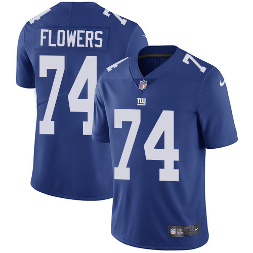 Nike Giants #74 Ereck Flowers Royal Blue Team Color Men's Stitched NFL Vapor Untouchable Limited Jer