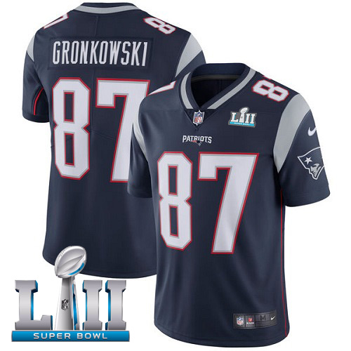 Nike Patriots #87 Rob Gronkowski Navy Blue Team Color Super Bowl LII Men's Stitched NFL Vapor Untouc