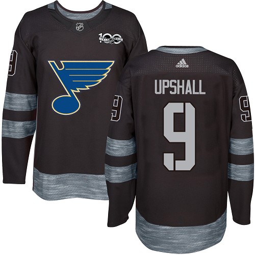 Adidas Blues #9 Scottie Upshall Black 1917-2017 100th Anniversary Stitched NHL Jersey