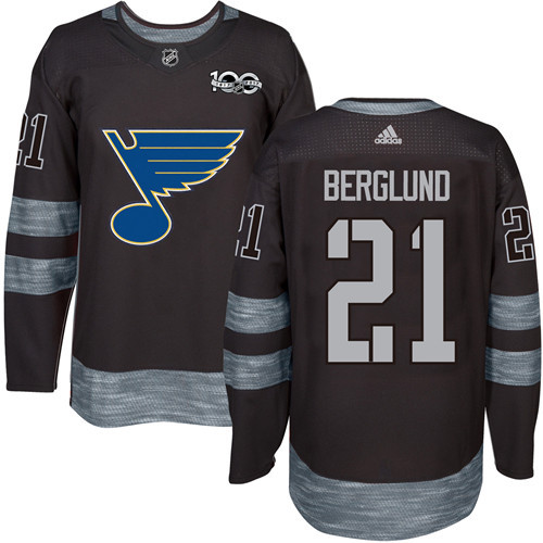 Adidas Blues #21 Patrik Berglund Black 1917-2017 100th Anniversary Stitched NHL Jersey