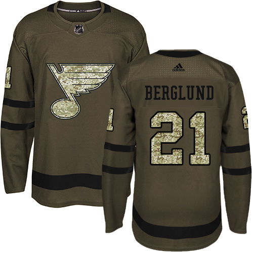 Adidas Blues #21 Patrik Berglund Green Salute to Service Stitched NHL Jersey