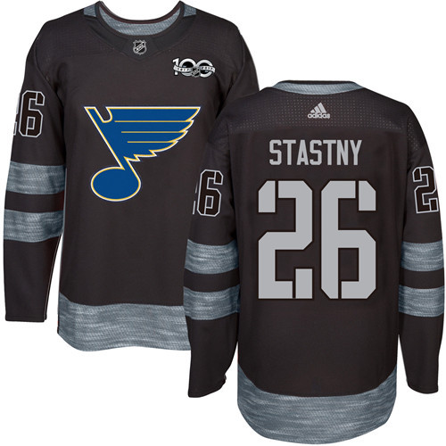 Adidas Blues #26 Paul Stastny Black 1917-2017 100th Anniversary Stitched NHL Jersey