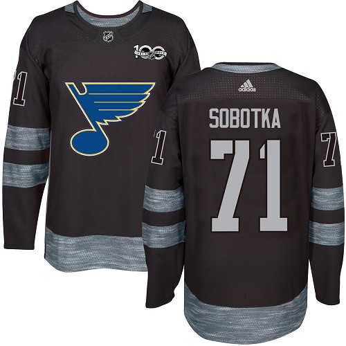 Adidas Blues #71 Vladimir Sobotka Black 1917-2017 100th Anniversary Stitched NHL Jersey