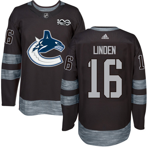 Adidas Canucks #16 Trevor Linden Black 1917-2017 100th Anniversary Stitched NHL Jersey