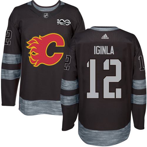 Adidas Flames #12 Jarome Iginla Black 1917-2017 100th Anniversary Stitched NHL Jersey