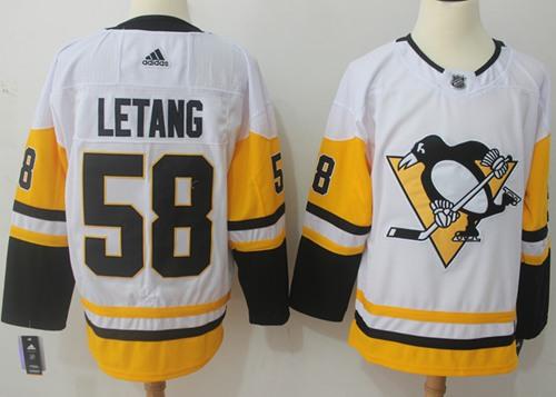 Adidas Penguins #58 Kris Letang White Road Authentic Stitched NHL Jersey