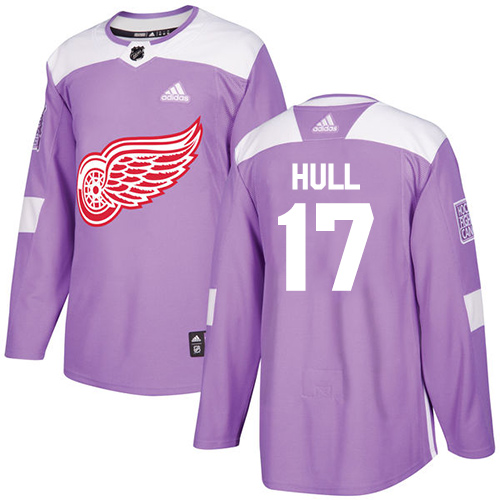 Adidas Red Wings #17 Brett Hull Purple Authentic Fights Cancer Stitched NHL Jersey