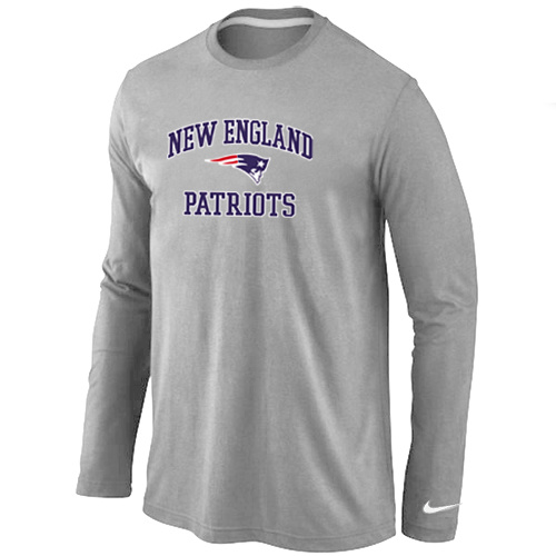 New England Patriots Heart Grey Long Sleeve T-Shirt