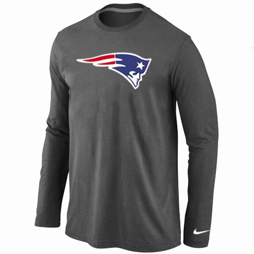 New England Patriots Logo Long Sleeve T-Shirt D.Grey