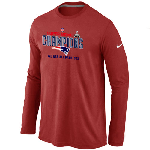 New England Patriots Majestic Red Super Bowl XLIX Long Sleeve T-Shirts