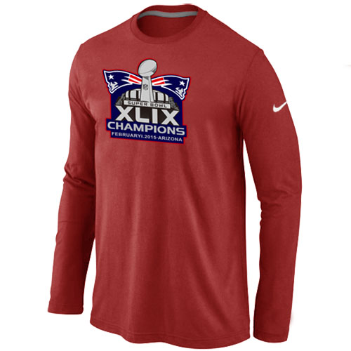 New England Patriots Majestic Red Super Bowl XLIX Champion Mark Long Sleeve T-Shirts